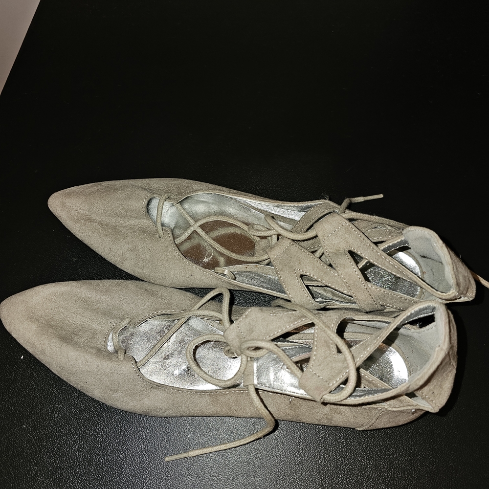Charlotte Russe Taupe Lace-Up Flats